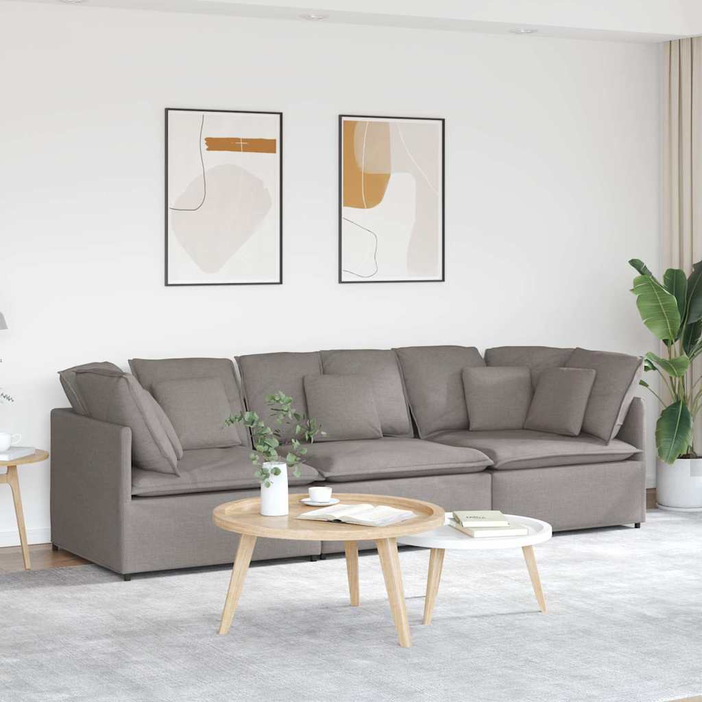 Modulares Sofa mit Kissen Stoff Taupe