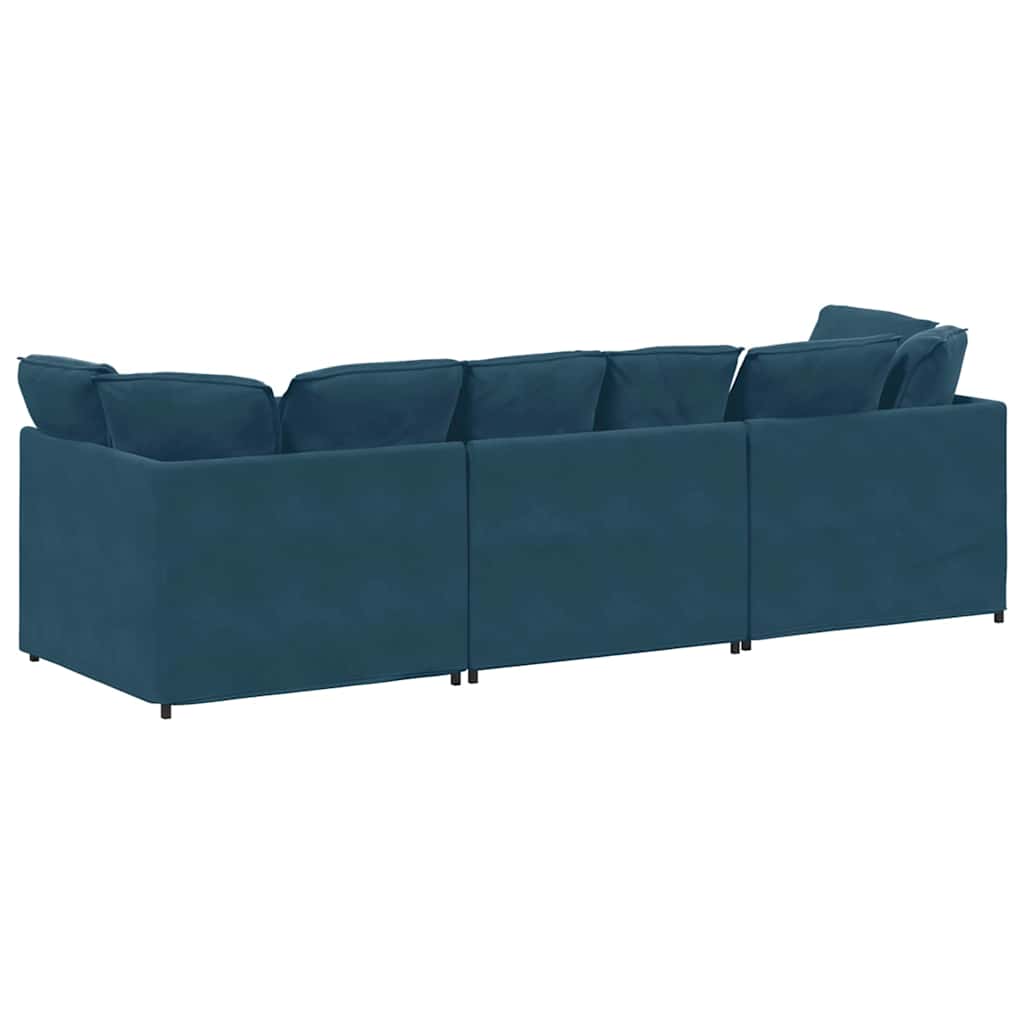 Modulares Sofa mit Kissen Samt Blau