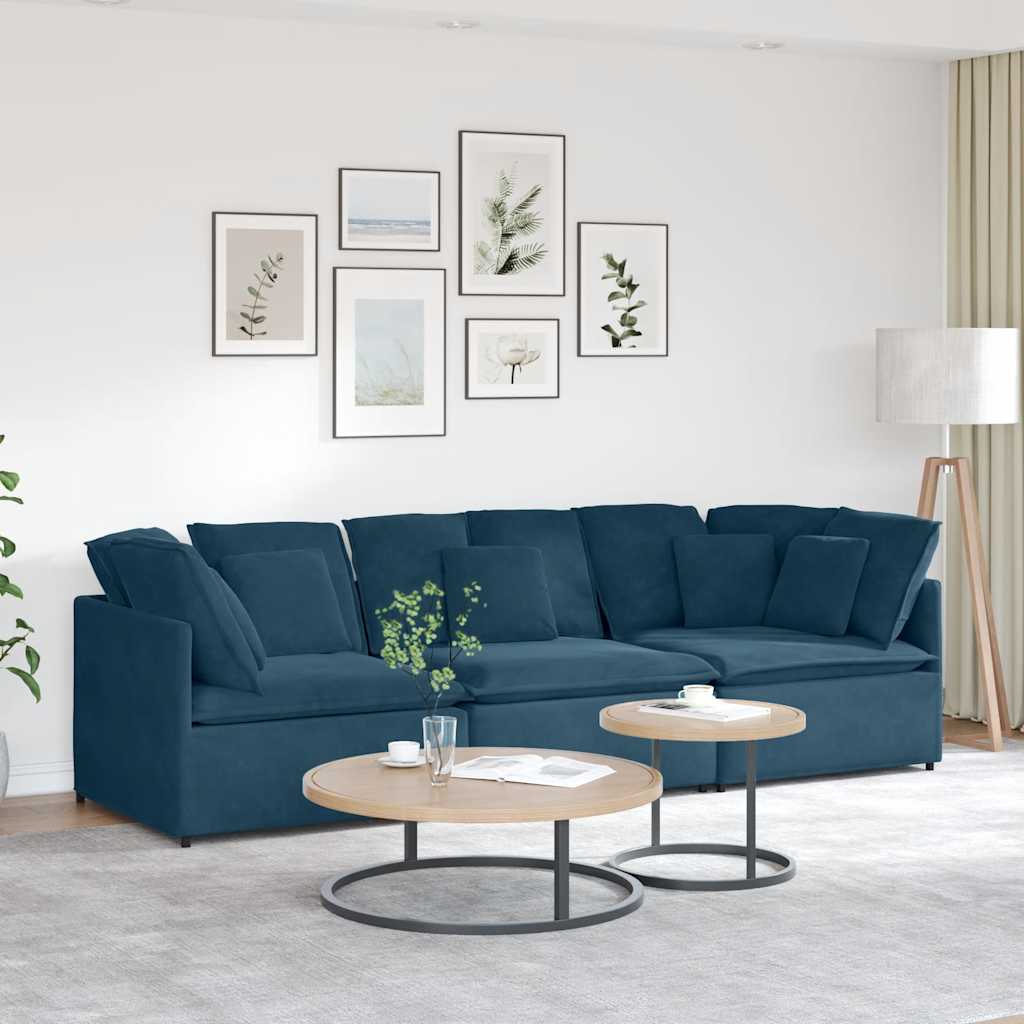 Modulares Sofa mit Kissen Samt Blau
