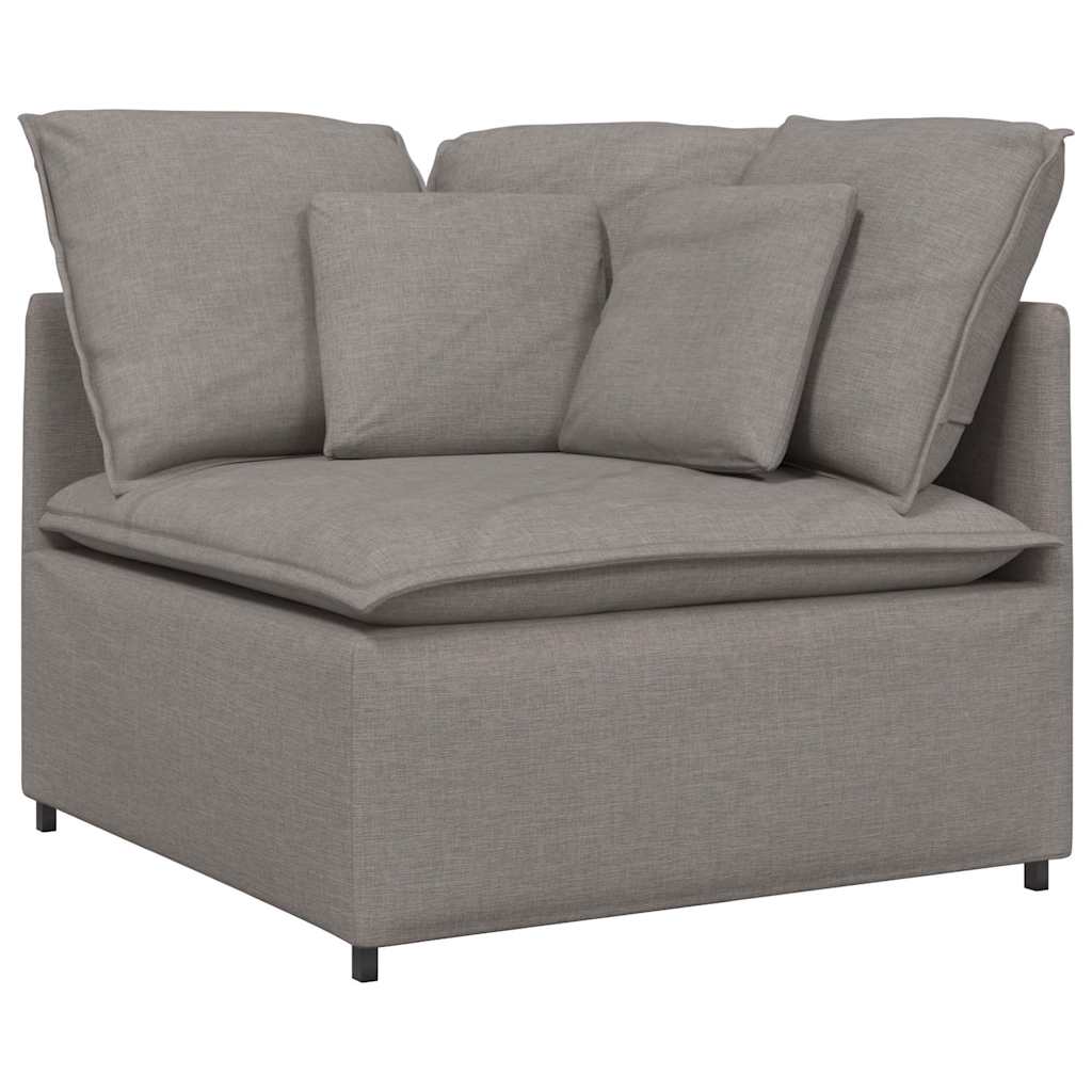Modulares Sofa mit Fußhocker Kissen Stoff Taupe