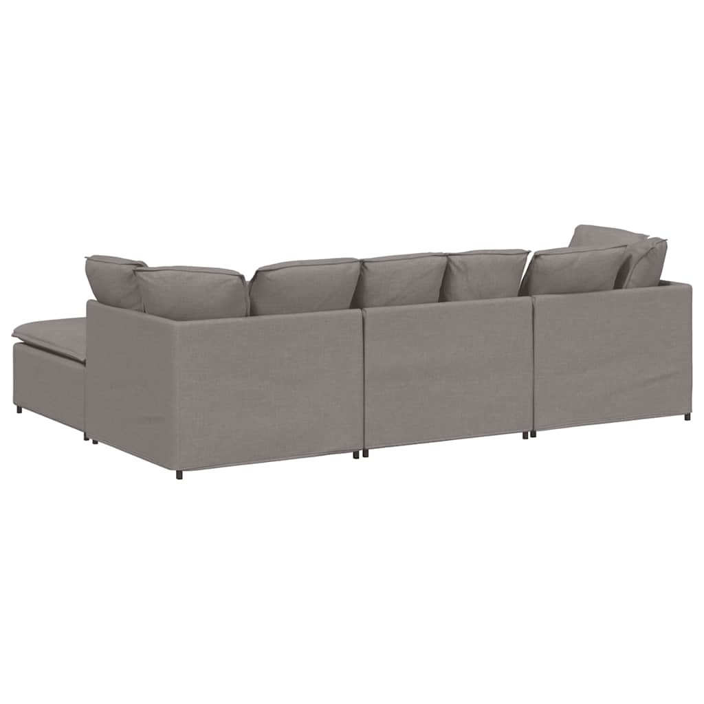 Modulares Sofa mit Fußhocker Kissen Stoff Taupe