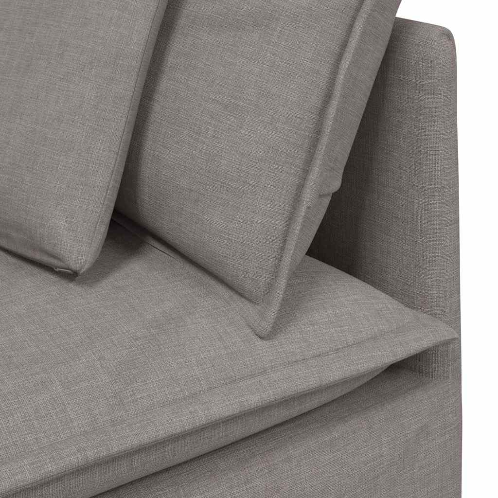 Modulares Sofa mit Fußhocker Kissen Stoff Taupe