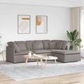 Modulares Sofa mit Fußhocker Kissen Stoff Taupe