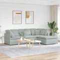 Modulares Sofa mit Fußhocker Kissen Samt Hellgrau