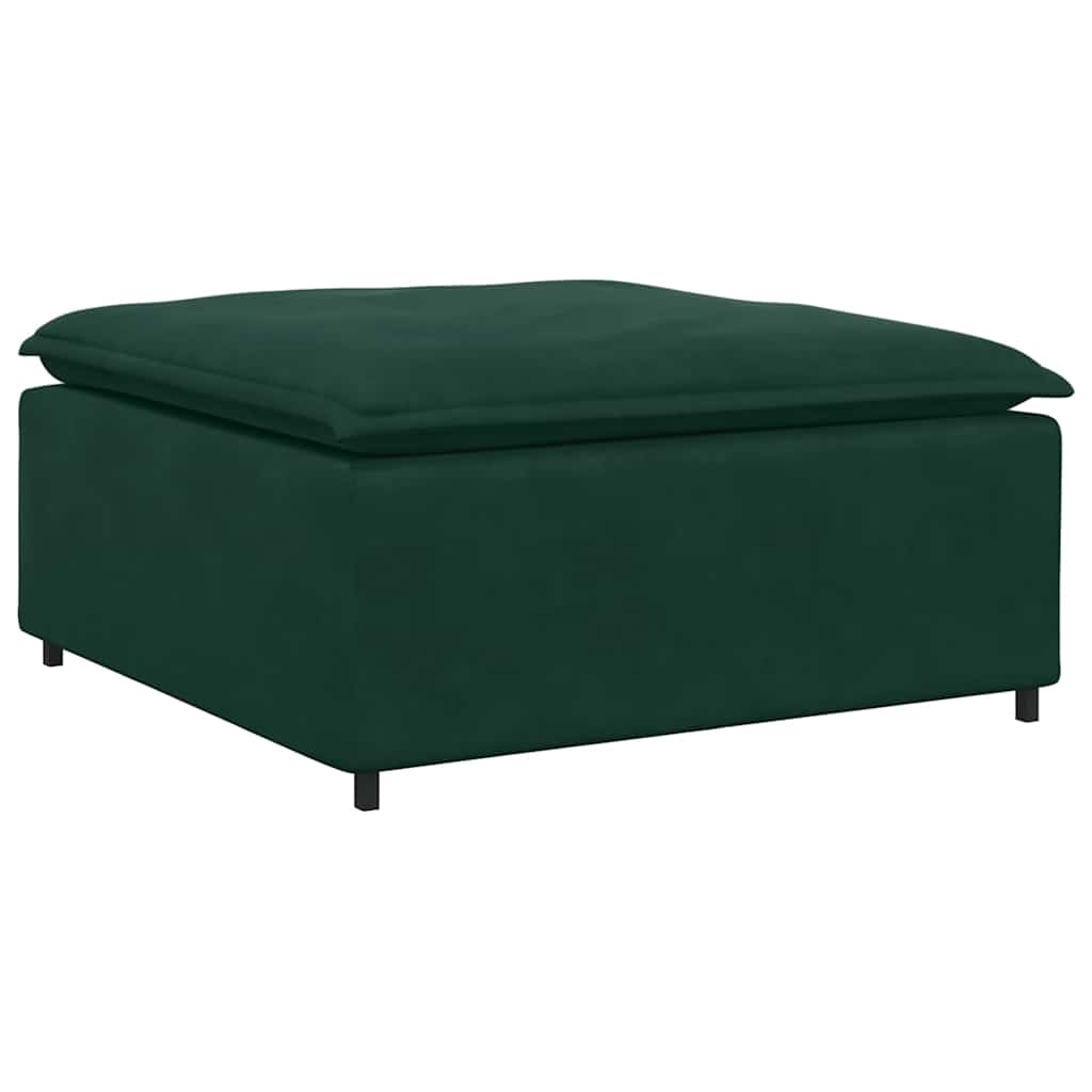 Modulares Sofa mit Fußhocker Kissen Samt Dunkelgrün