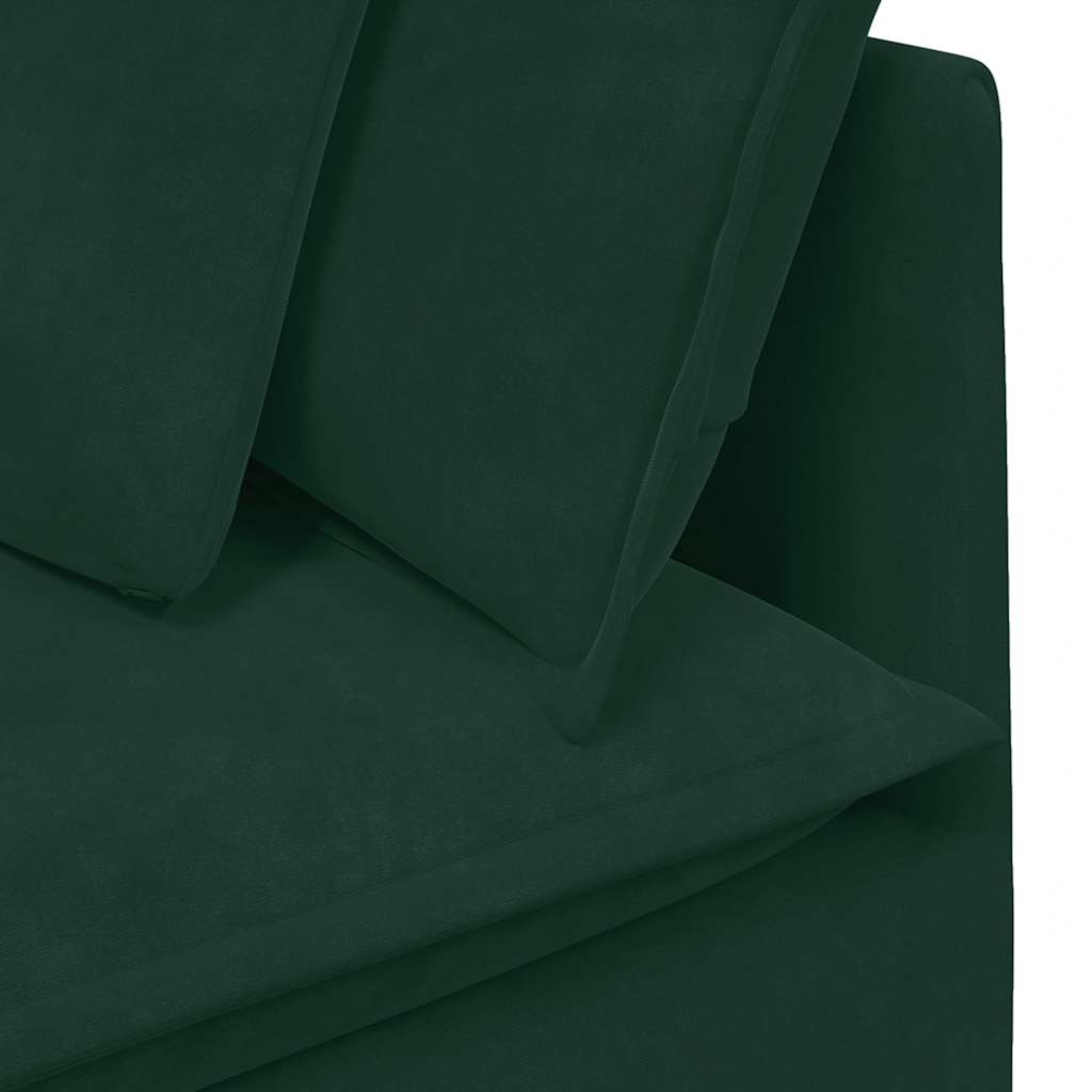 Modulares Sofa mit Fußhocker Kissen Samt Dunkelgrün