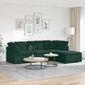 Modulares Sofa mit Fußhocker Kissen Samt Dunkelgrün