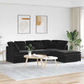 Modulares Sofa mit Fußhocker Kissen Samt Schwarz