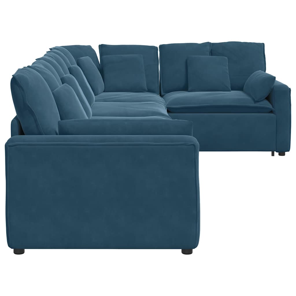 Modulares Sofa mit Kissen Samt Blau