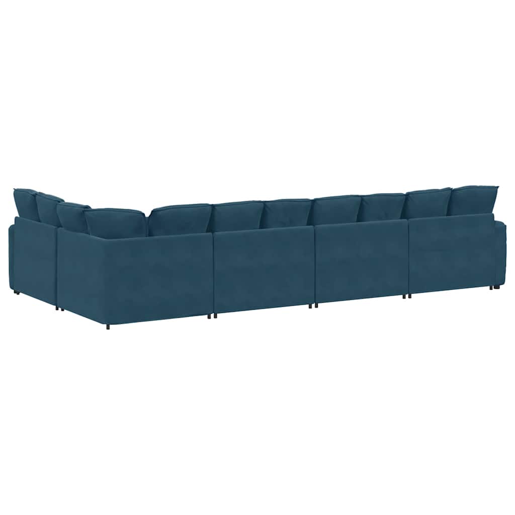 Modulares Sofa mit Kissen Samt Blau