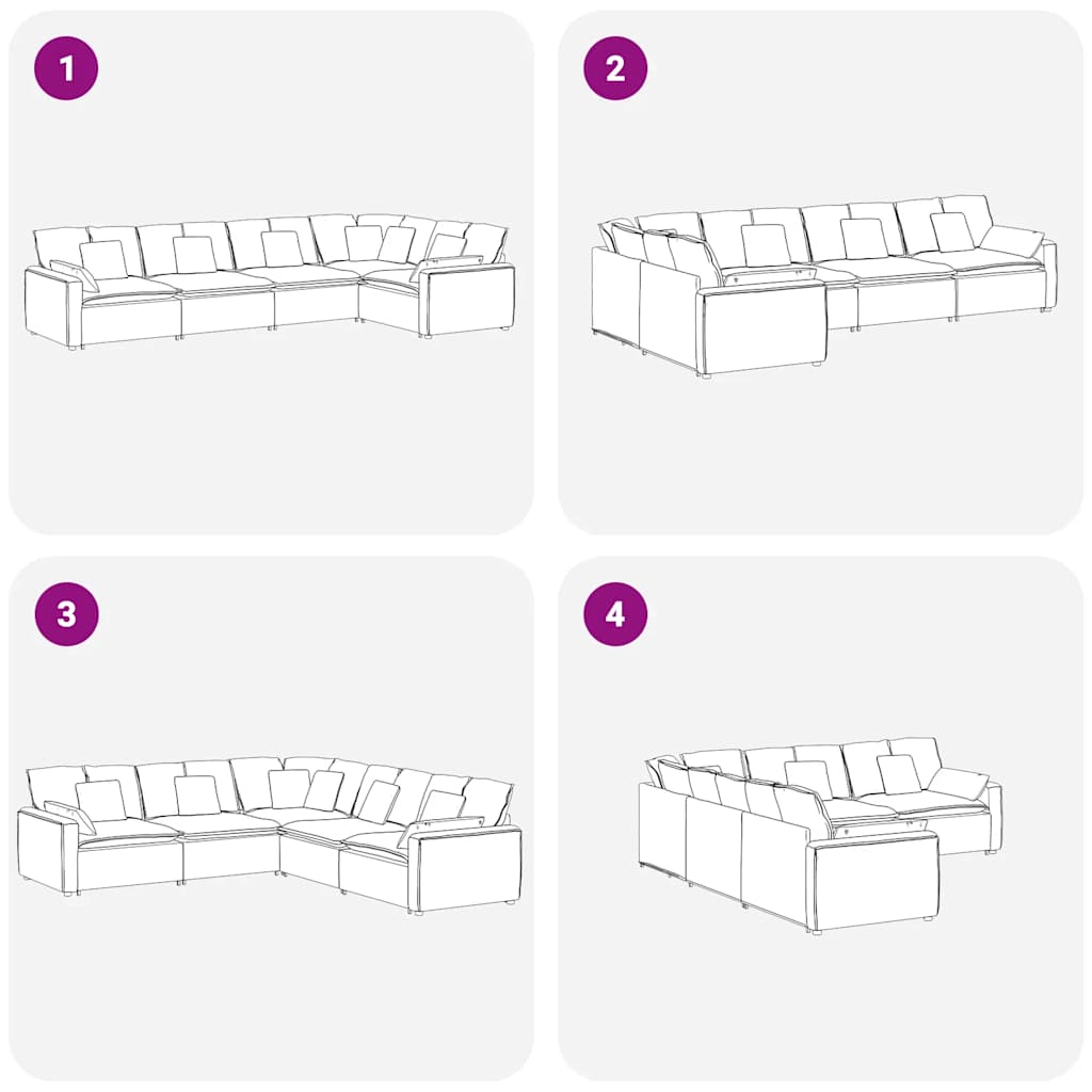 Modulares Sofa mit Kissen Samt Blau