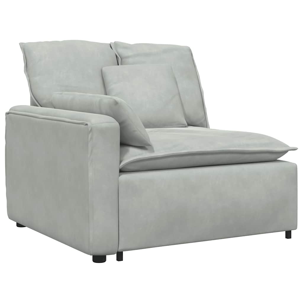 Modulares Sofa mit Kissen Samt Hellgrau