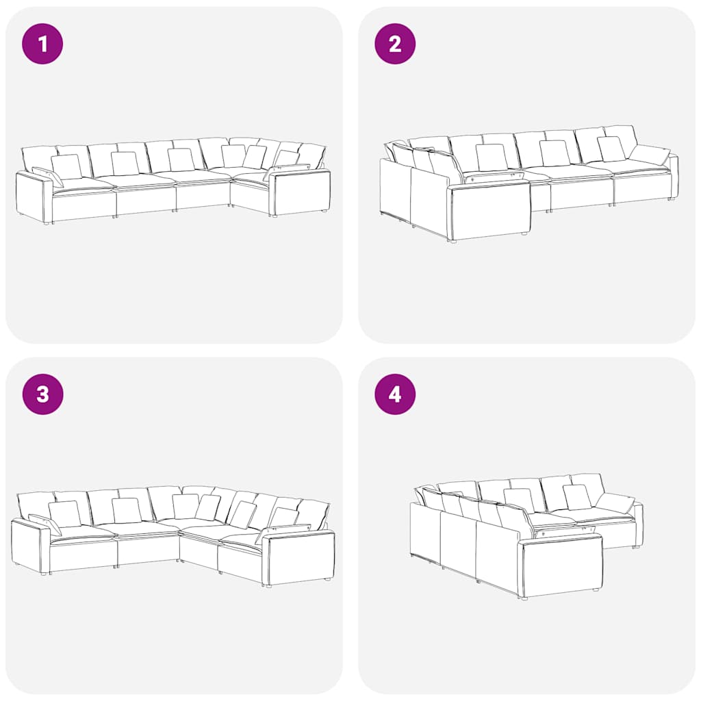 Modulares Sofa mit Kissen Samt Schwarz