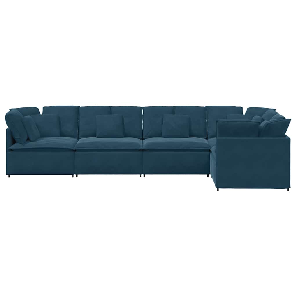 Modulares Sofa mit Kissen Samt Blau