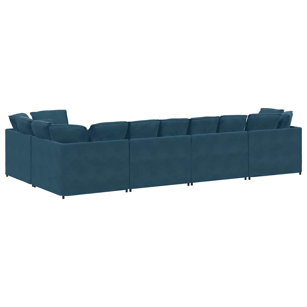 Modulares Sofa mit Kissen Samt Blau