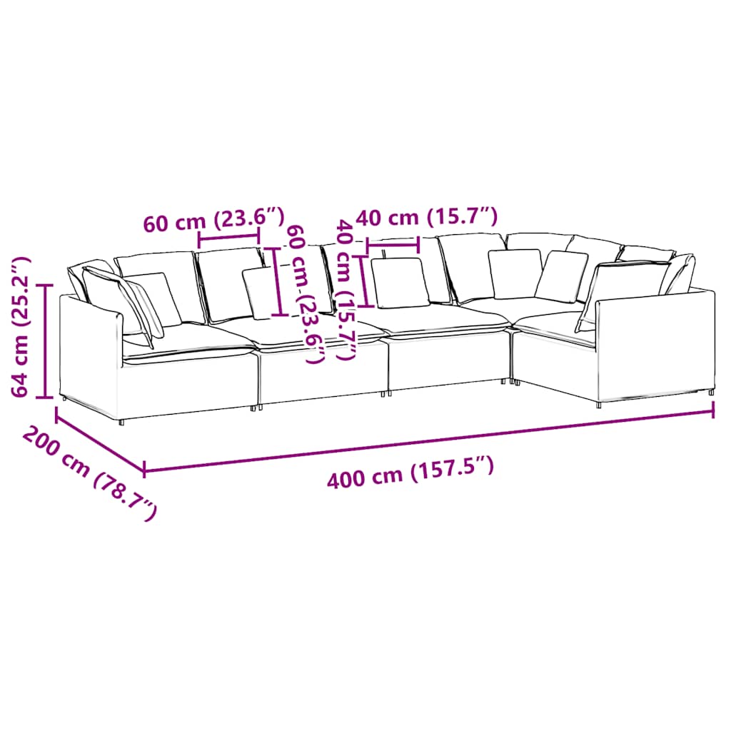 Modulares Sofa mit Kissen Samt Blau