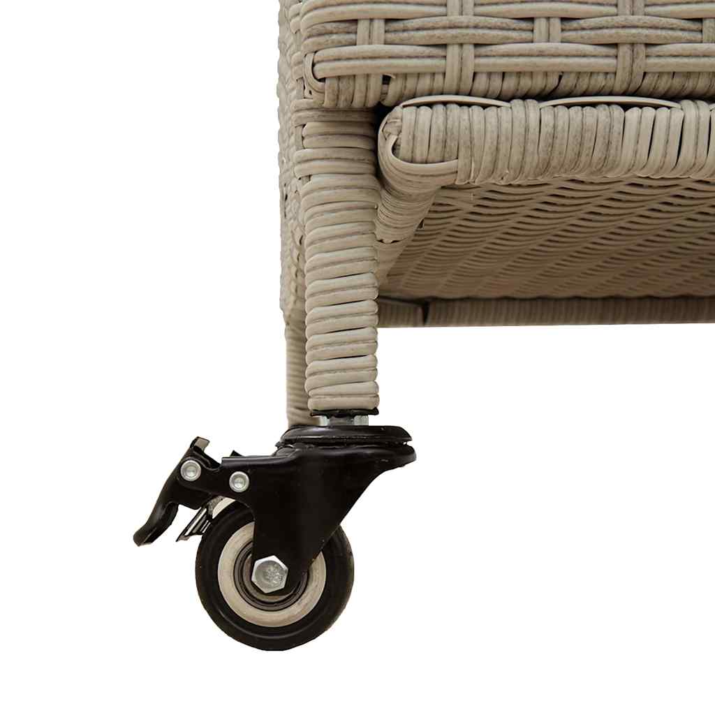 Gartentruhe mit Rollen Hellgrau 160x55x75 cm Poly Rattan