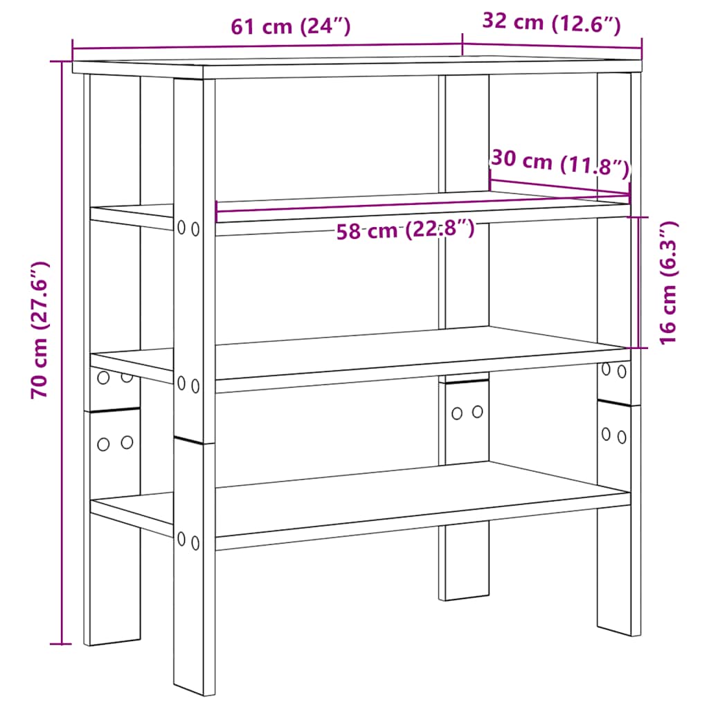 Schuhregal Räuchereiche 61x32x70 cm Holzwerkstoff