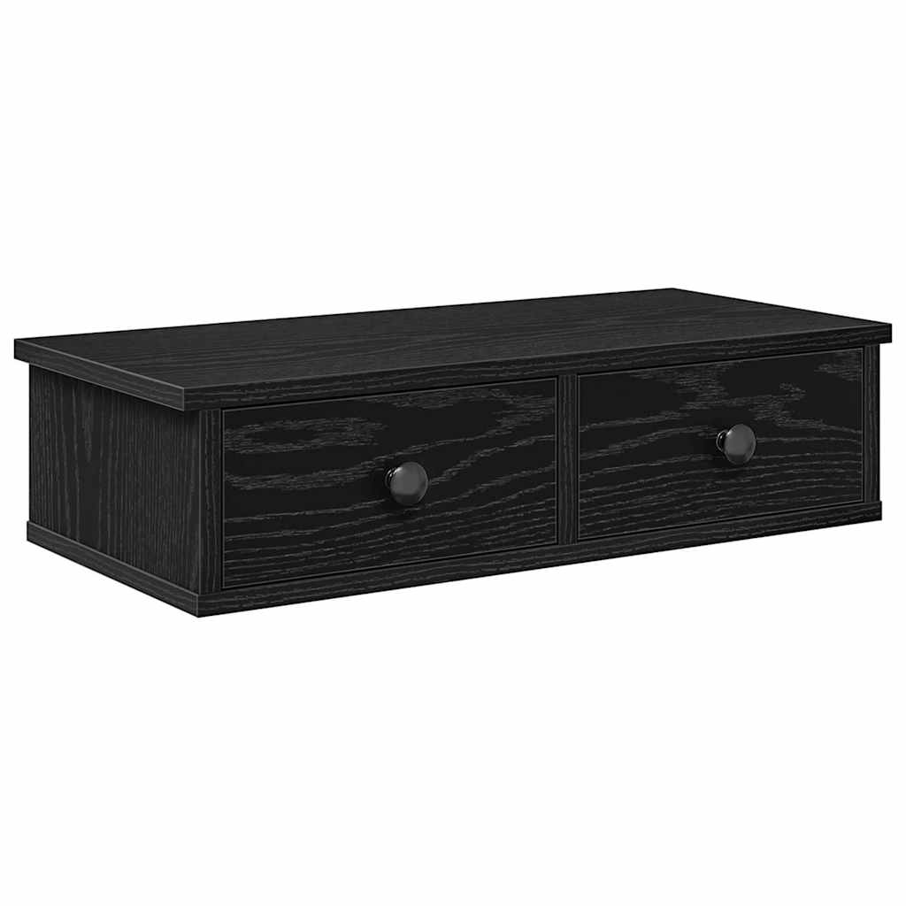 Wandregal mit Schubladen Schwarz 60x28x15 cm Holzwerkstoff