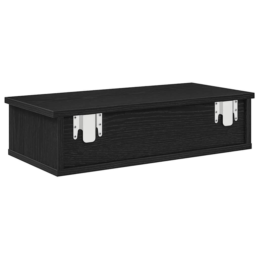 Wandregal mit Schubladen Schwarz 60x28x15 cm Holzwerkstoff