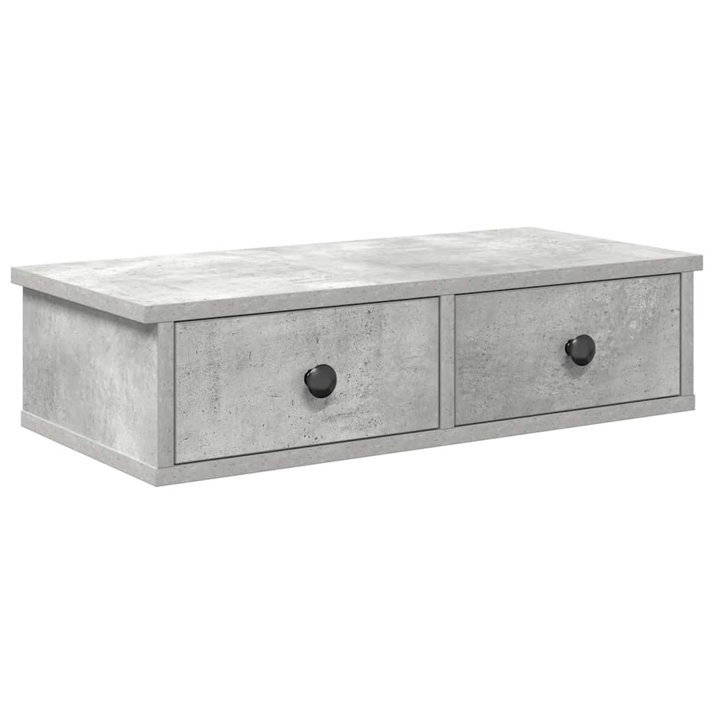 Wandregal mit Schubladen Betongrau 60x28x15 cm Holzwerkstoff