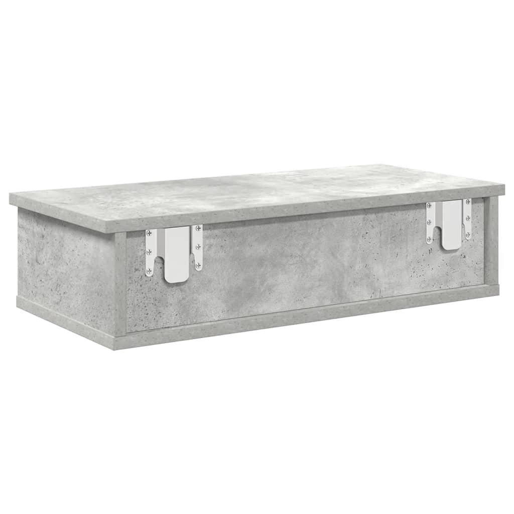 Wandregal mit Schubladen Betongrau 60x28x15 cm Holzwerkstoff