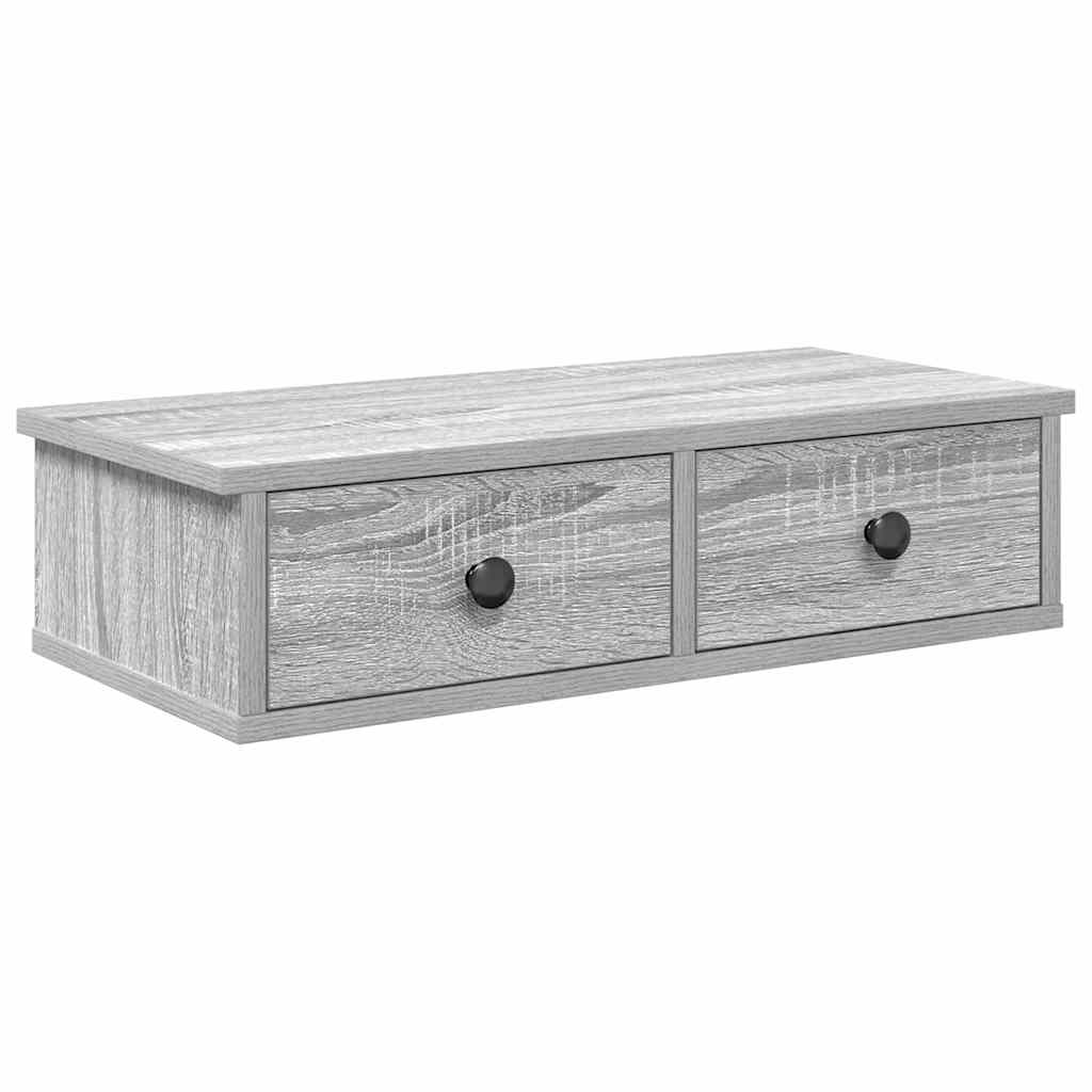 Wandregal mit Schubladen Grau Sonoma 60x28x15 cm Holzwerkstoff