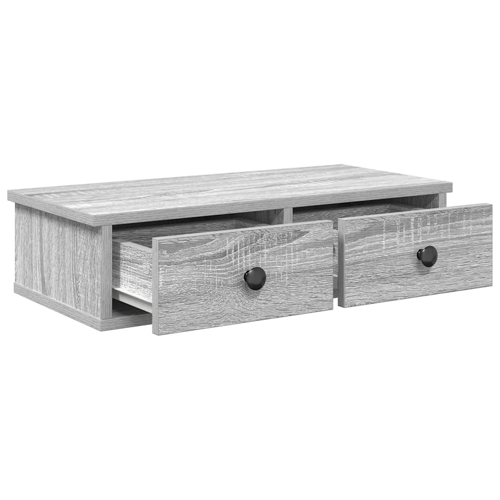 Wandregal mit Schubladen Grau Sonoma 60x28x15 cm Holzwerkstoff