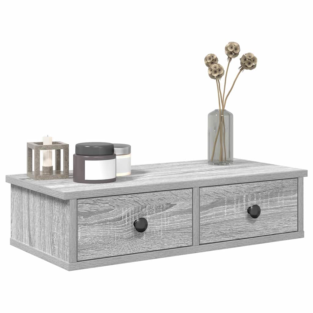 Wandregal mit Schubladen Grau Sonoma 60x28x15 cm Holzwerkstoff