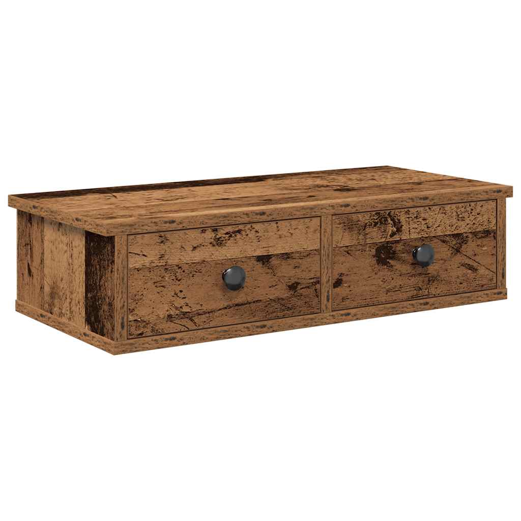 Wandregal mit Schubladen Altholz-Optik 60x28x15cm Holzwerkstoff