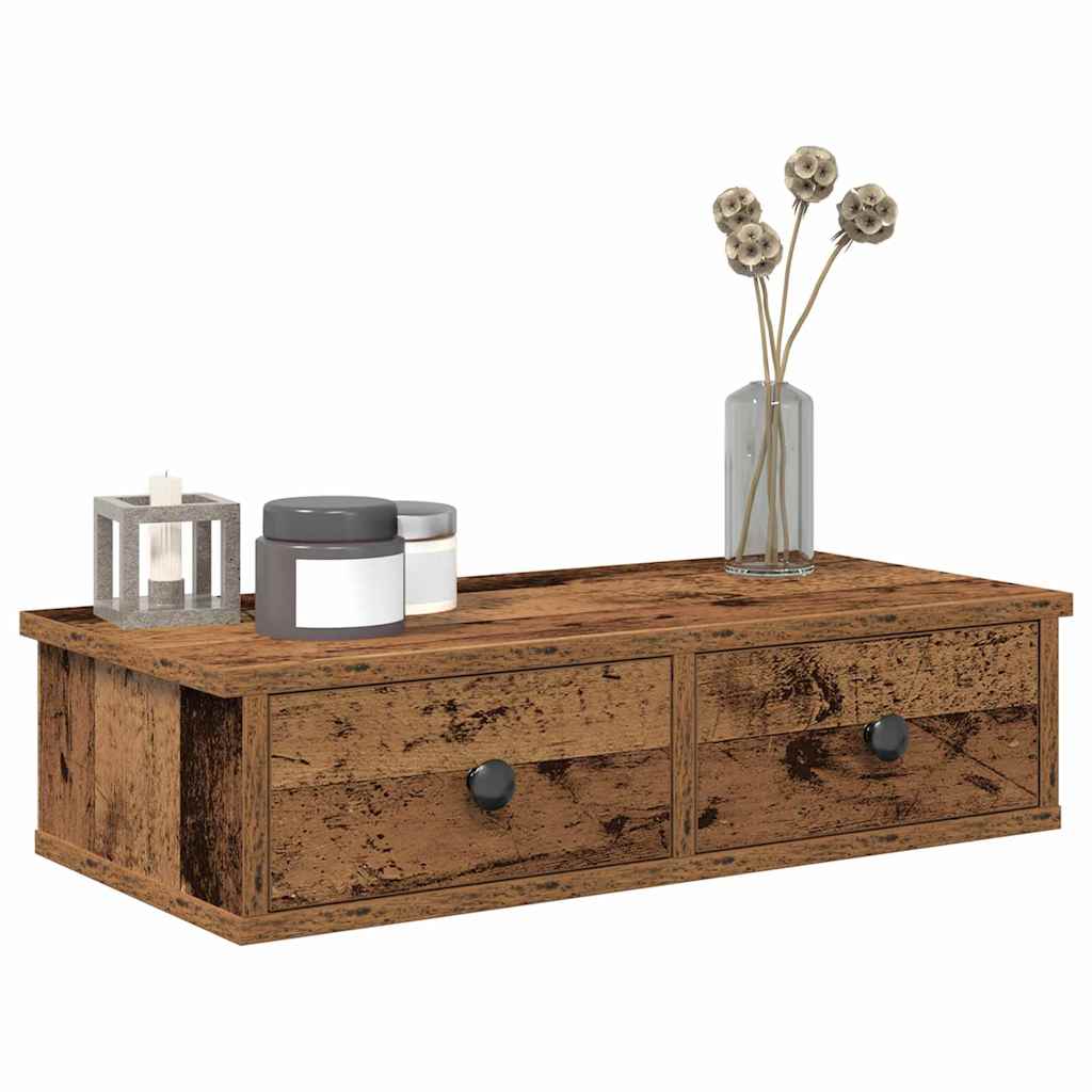 Wandregal mit Schubladen Altholz-Optik 60x28x15cm Holzwerkstoff