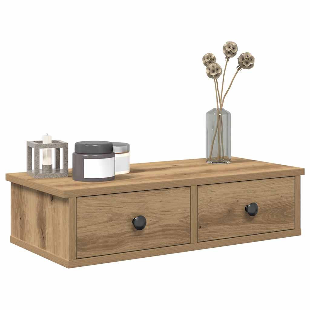 Wandregal mit Schubladen Artisan-Eiche 60x28x15cm Holzwerkstoff