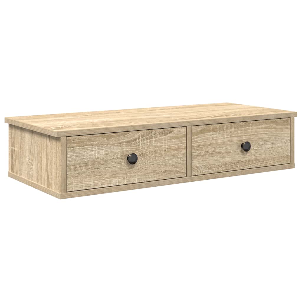 Wandregal mit Schubladen Sonoma-Eiche 80x34x17 cm Holzwerkstoff