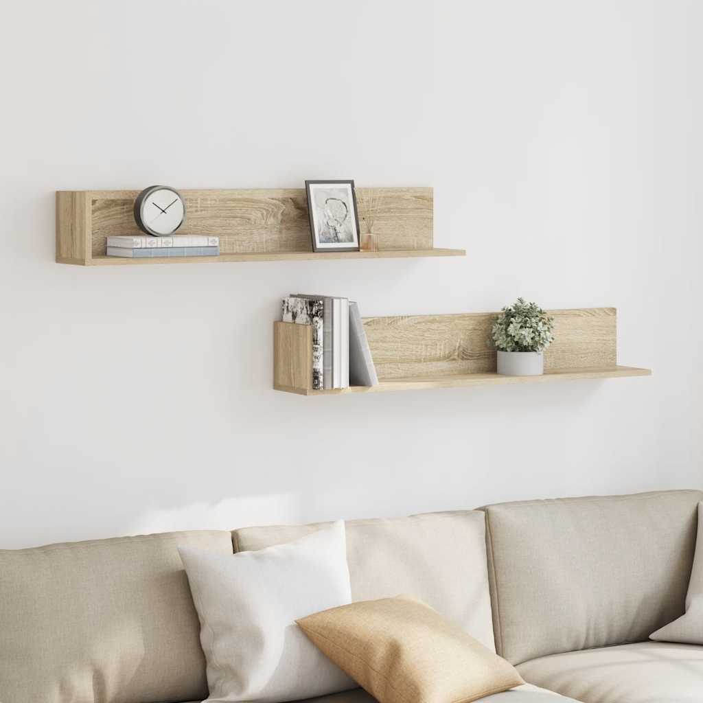 Wandregale 2 Stk. Sonoma-Eiche 100x16,5x16,5 cm Holzwerkstoff