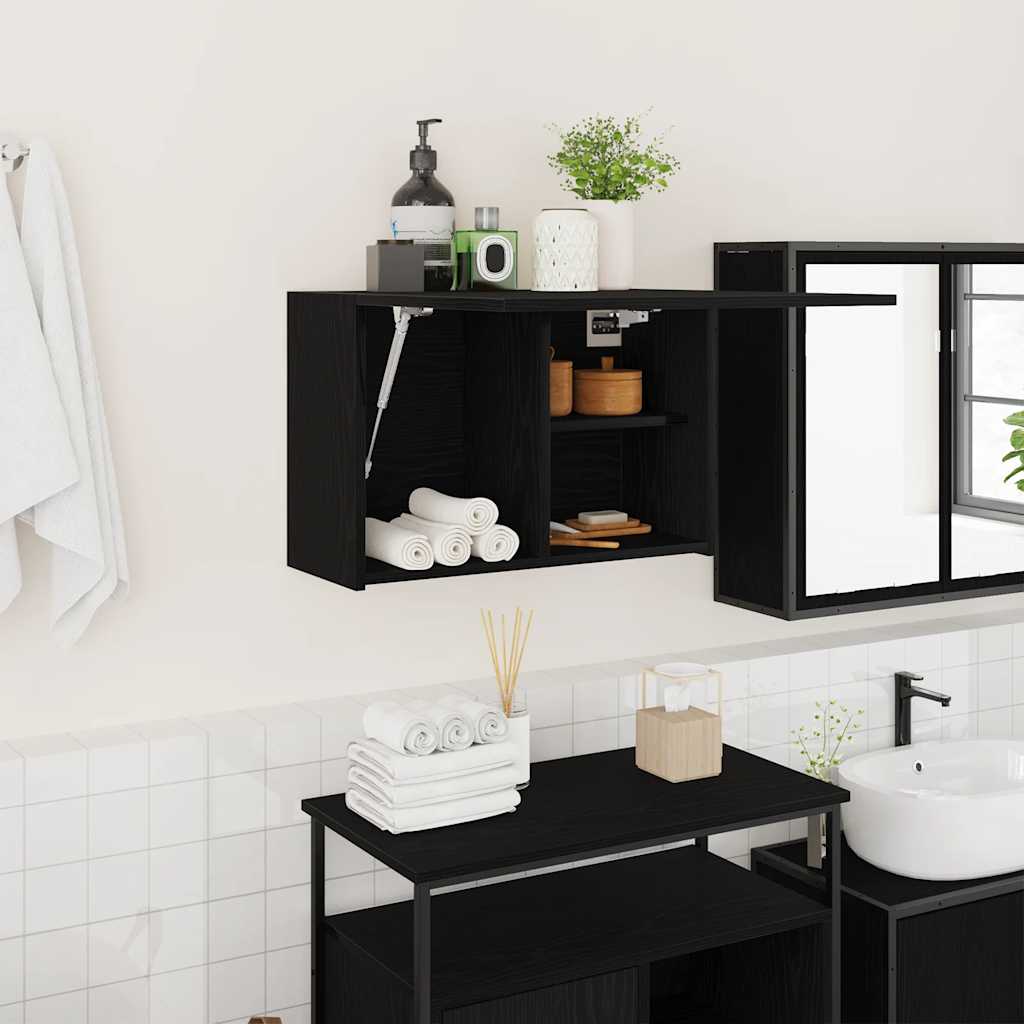 Bad-Wandschrank Schwarz 60x25x40 cm Holzwerkstoff