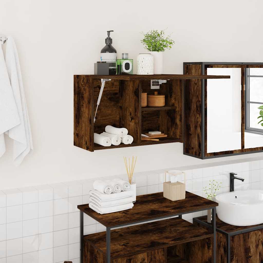 Bad-Wandschrank Räuchereiche 60x25x40 cm Holzwerkstoff