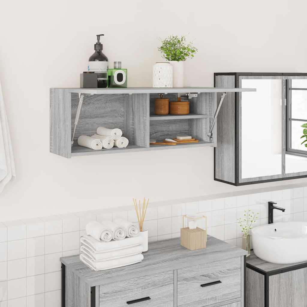 Bad-Wandschrank Grau Sonoma 80x25x30 cm Holzwerkstoff