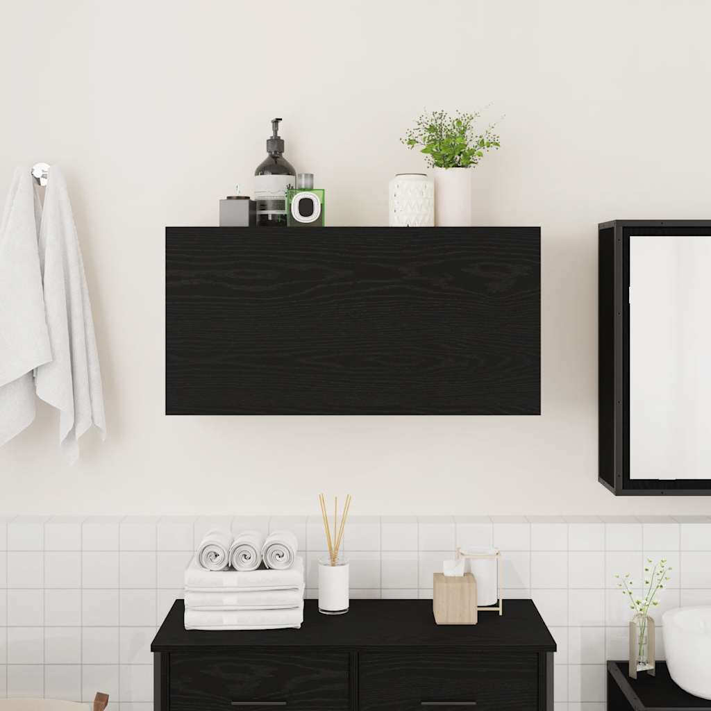 Bad-Wandschrank Schwarz 80x25x40 cm Holzwerkstoff