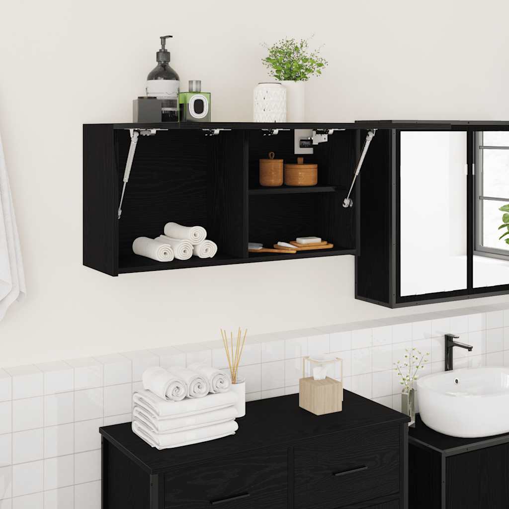 Bad-Wandschrank Schwarz 80x25x40 cm Holzwerkstoff