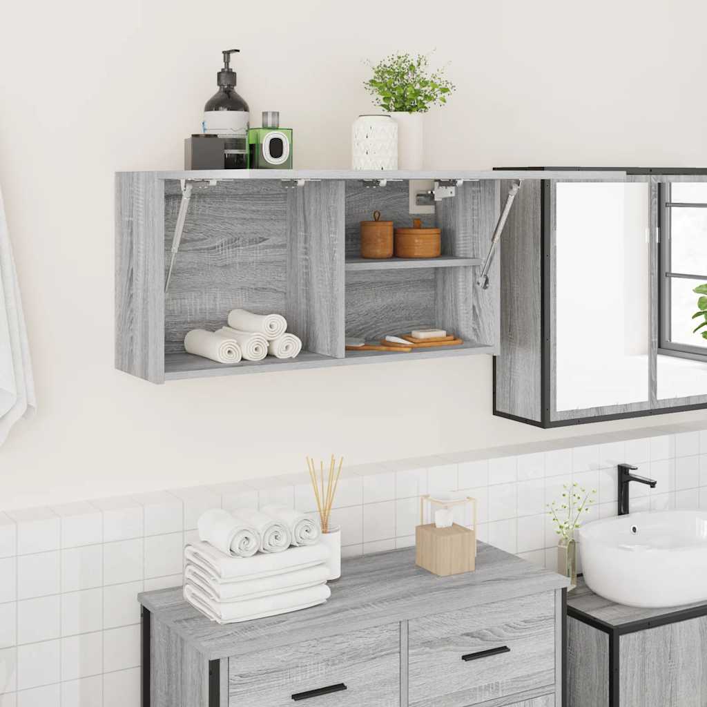 Bad-Wandschrank Grau Sonoma 80x25x40 cm Holzwerkstoff