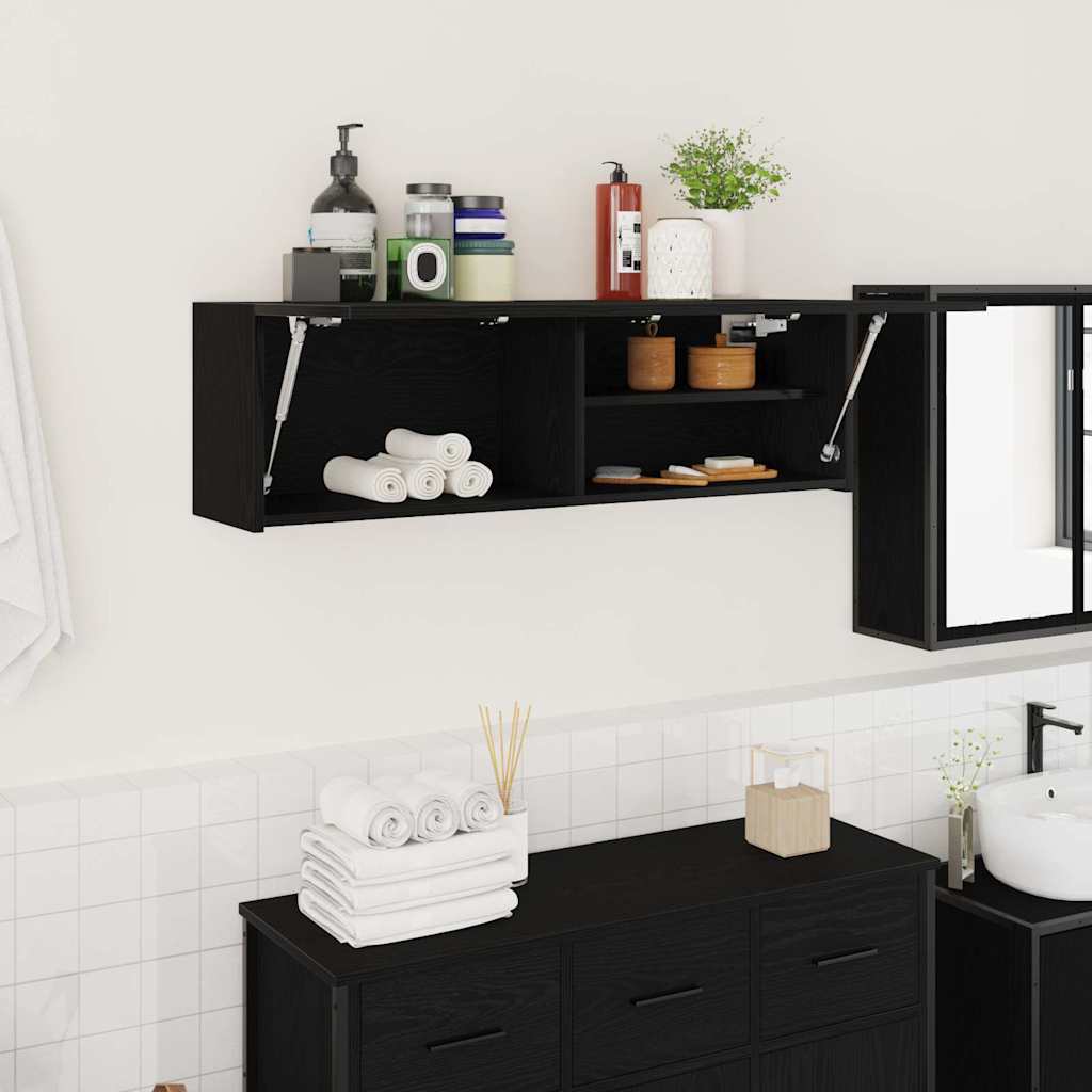 Bad-Wandschrank Schwarz 100x25x30 cm Holzwerkstoff