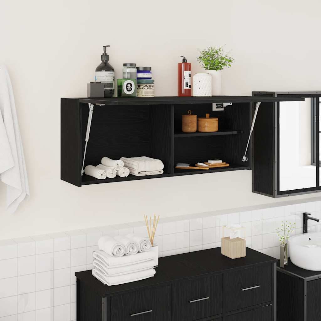 Bad-Wandschrank Schwarz 100x25x40 cm Holzwerkstoff