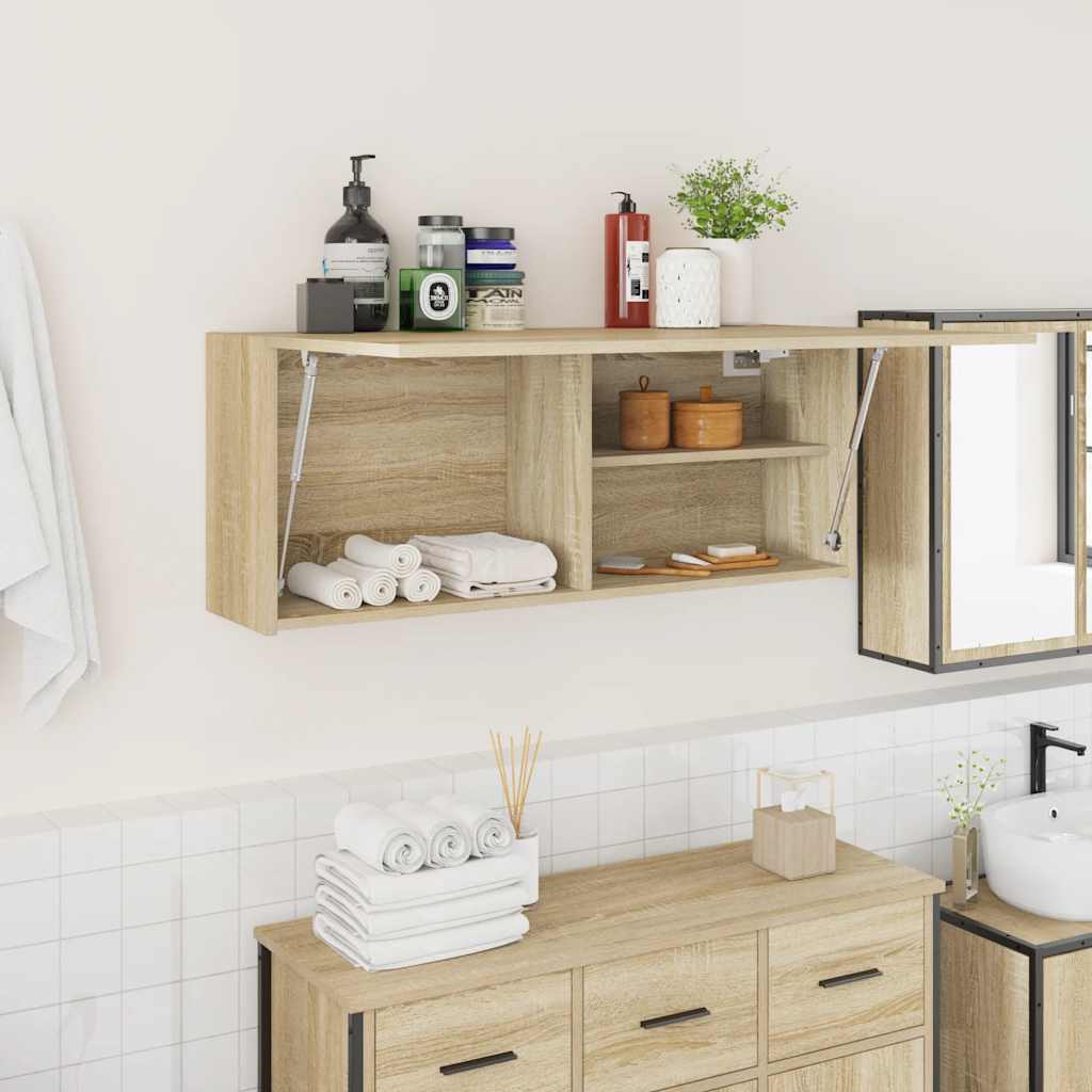 Bad-Wandschrank Sonoma-Eiche 100x25x40 cm Holzwerkstoff