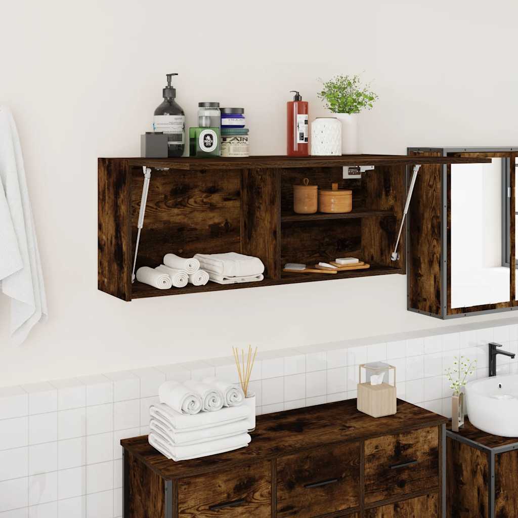 Bad-Wandschrank Räuchereiche 100x25x40 cm Holzwerkstoff