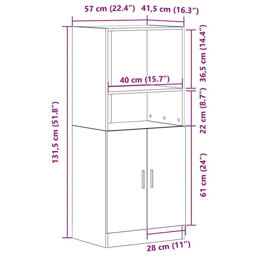 Küchenschrank Weiß 57x41,5x131,5 cm Holzwerkstoff