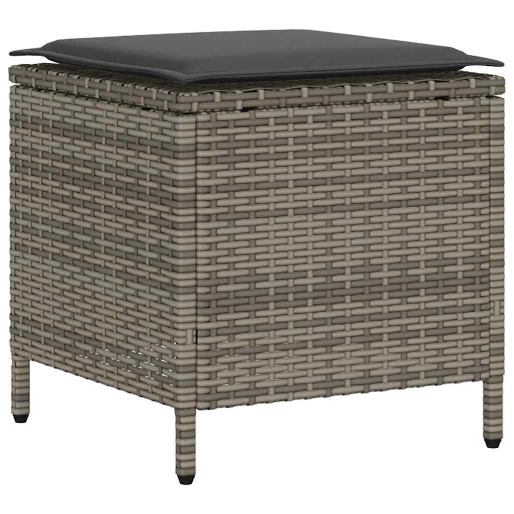 4-tlg. Garten-Sofagarnitur mit Kissen Grau Poly Rattan