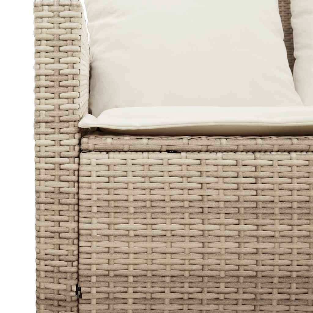 4-tlg. Garten-Sofagarnitur mit Kissen Beige Poly Rattan