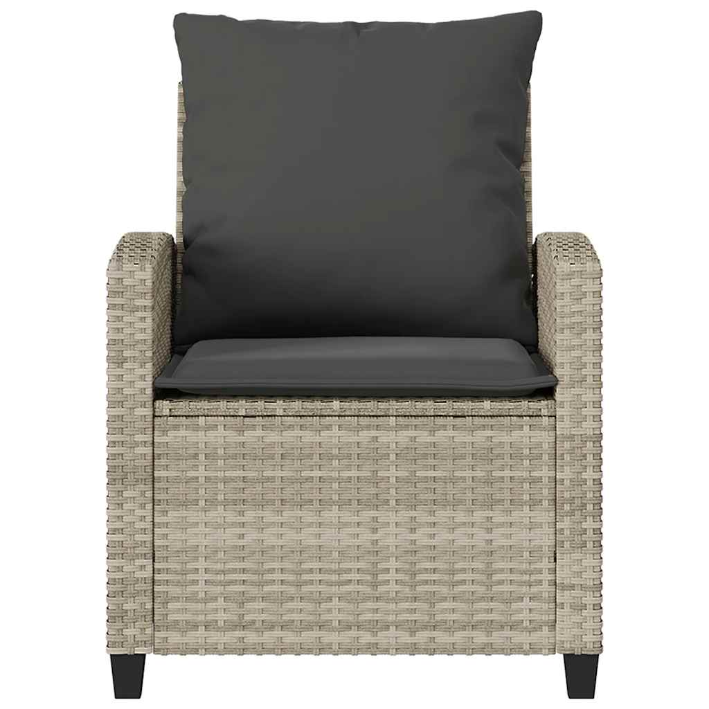 4-tlg. Garten-Sofagarnitur mit Kissen Hellgrau Poly Rattan