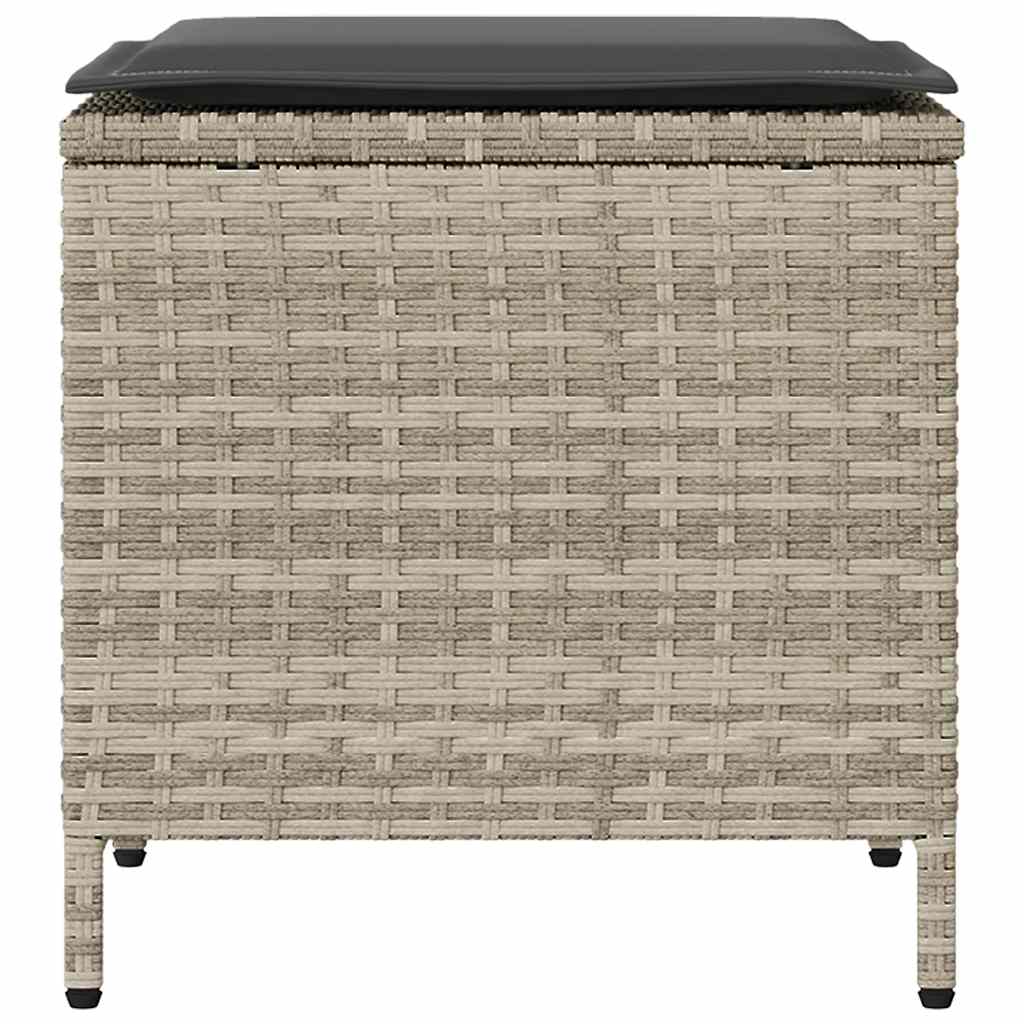 4-tlg. Garten-Sofagarnitur mit Kissen Hellgrau Poly Rattan