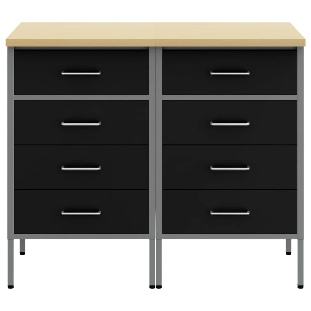 Werkbank mit Schubladen 2 pcs Schwarz und Grau 100 x 55 x 85 cm